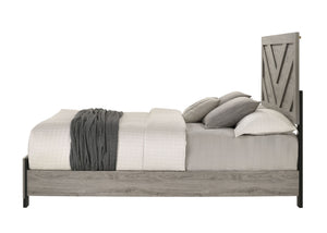 English Elm Mari Contemporary Queen Bed Frame in Gray Wood Finish with 10" Clearance, 220lb Capacity, Slat Support Light Gray 48.3 L x 34.3 W x 19.3 H B2726S00448