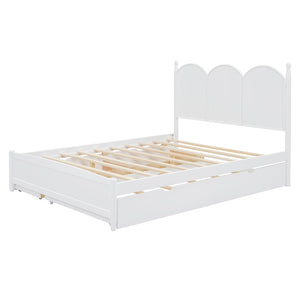 English Elm Queen Size Platform Bed With Twin Xl Trundle, 2 Storage Drawers, Elegant Design For Space-Saving N820S00025K-GIGA