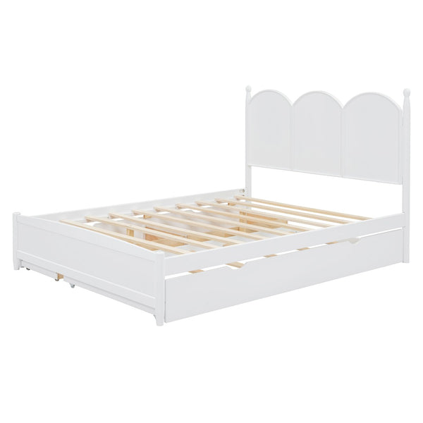 English Elm Queen Size Platform Bed With Twin Xl Trundle, 2 Storage Drawers, Elegant Design For Space-Saving N820S00025K-GIGA
