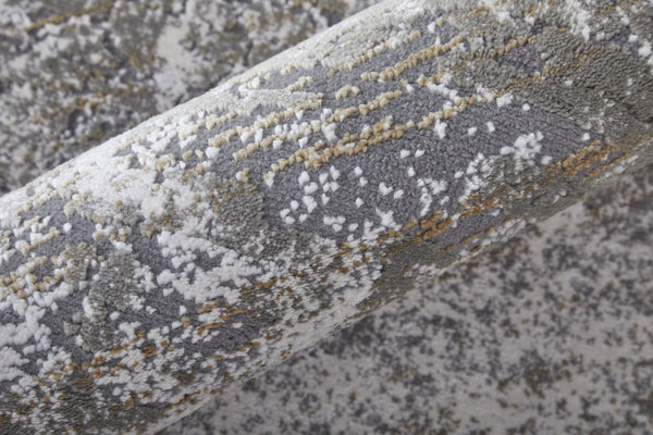 Feizy Rugs Waldor Modern Abstract Rug - Luxurious High-low Pile In Gold, Ivory & Gray Hues For Elegant Decor Gray,Silver,Taupe Polypropylene,Polyester 73539ndfivygrye10