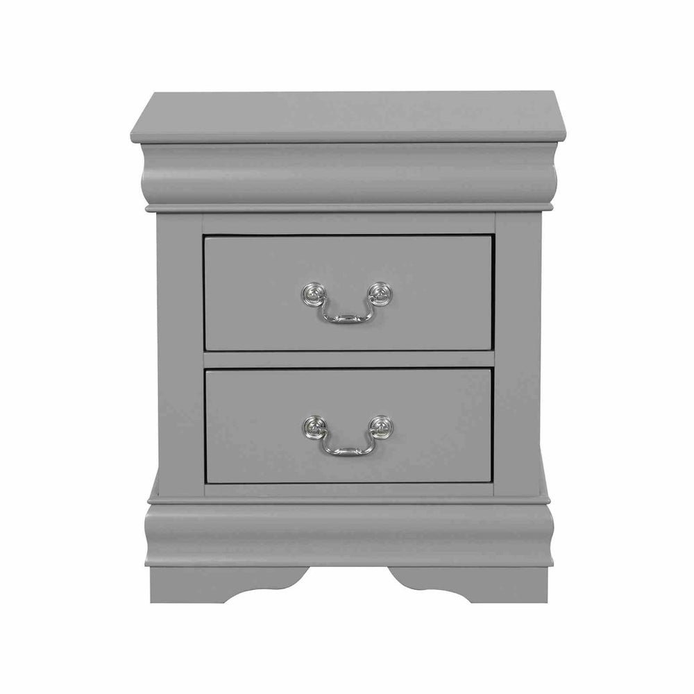 English Elm Light Gray Contemporary Nightstand Solid Rubberwood Dovetail Drawer Bedroom Storage Gray B2741P433361