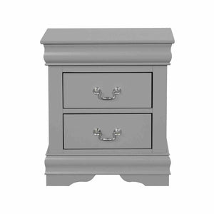 English Elm Light Gray Contemporary Nightstand Solid Rubberwood Dovetail Drawer Bedroom Storage Gray B2741P433361