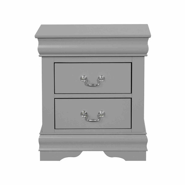 English Elm Light Gray Contemporary Nightstand Solid Rubberwood Dovetail Drawer Bedroom Storage Gray B2741P433361