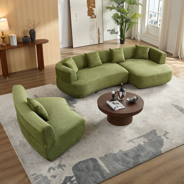 English Elm 155.91 Inch Modular Curved Sectional Sage Green Quilted Polyester Sofa for Living Room W2582S00197