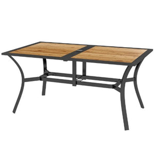 English Elm Stable Faux Wood Slatted Patio Dining Table Seats Six with Umbrella Hole T3971P428205