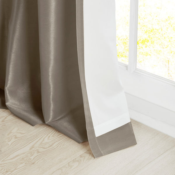 English Elm Twist Faux Silk Lined Window Curtain Panel Pewter 50x120" - Elegant Twist Tab, Privacy Lining, Rod Friendly B03598109