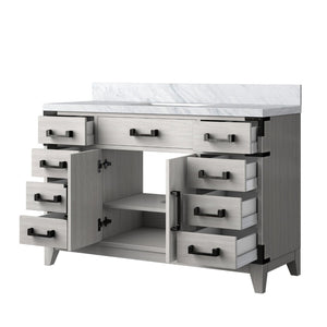 English Elm White Oak Single Bath Vanity 48" W X 22" D With Durable Carrara Marble Top And Ample Storage Space B2731P259827-GIGA