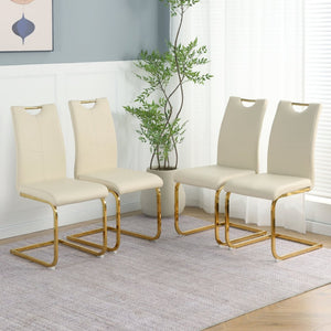 English Elm Modern Pu Leather Dining Chairs with Gold Legs Cushioned Seat for Kitchen or Bedroom W210P371642