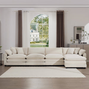 English Elm Modern L-Shape Modular Sectional Sofa With Ottoman - Stylish, Comfortable Corduroy Couch For Any Room W714S00781