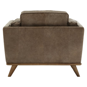 Ugo Leather Accent Chair with Tapered Oak Legs for Modern Living Rooms