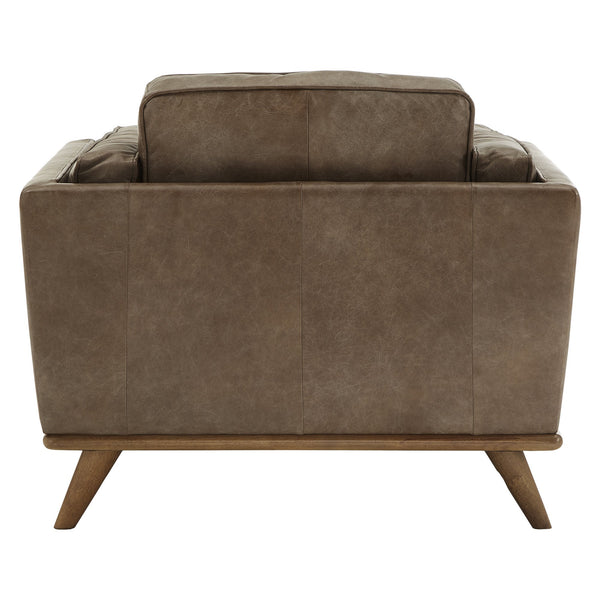 Ugo Leather Accent Chair with Tapered Oak Legs for Modern Living Rooms