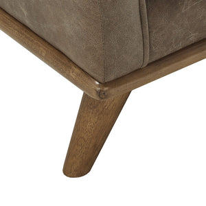 Ugo Leather Accent Chair with Tapered Oak Legs for Modern Living Rooms