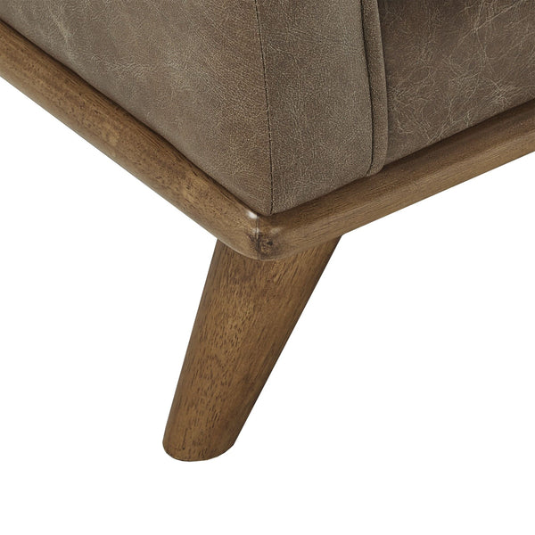 Ugo Leather Accent Chair with Tapered Oak Legs for Modern Living Rooms