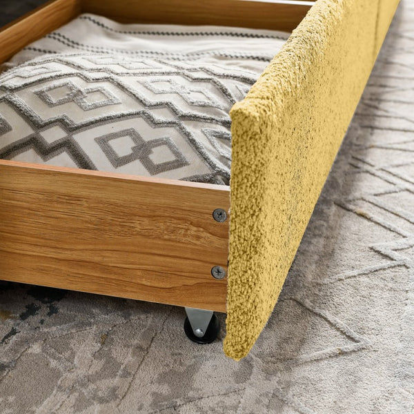 English Elm Queen Boucle Tufted Daybed Sofa with Storage Drawers Eucalyptus Frame Guest Room Yellow W1413S00180