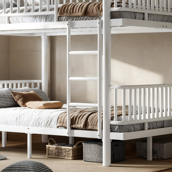English Elm Twin Over Metal Bunk Bed with Led Lights Usb Ports Drawers and Sofa Conversion Light White W5305S00071