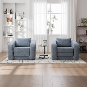 English Elm 40" Chenille Cloud Floor Chair Convertible Sleeper Sofa Lounge for Dorm Apartment Bedroom Light Blue W3118P388897
