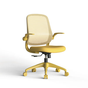 English Elm Ergonomic Mesh Back Task Chair with Flip Armrests High Density Foam Seat 500lb Capacity Yellow W5280P464450