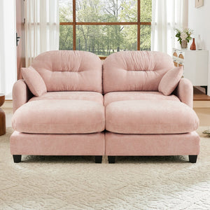 English Elm Cloud Sectional Sofa - Premium Chenille With Soft Pillows, Ergonomic Design, Tufted Backrest, Pink Elegance W714S01386
