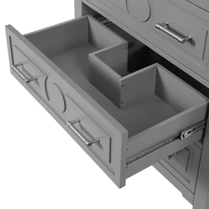 English Elm 60'' Freestanding Bathroom Vanity Set With Ceramic Sink, Gray Wood Frame & 3 Soft-Close Drawers N710SS00003E
