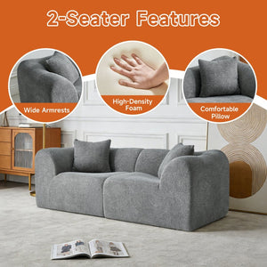English Elm Modern Velvet Two Seat Loveseat with Pillows Compact Upholstered Sofa for Apartment Gray W1765P349641