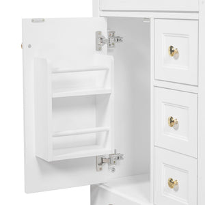 English Elm "24'' 24 Inch Glossy Freestanding Bathroom Vanity with Gold Hardware and Soft Close Storage White Pinewood N725P375495K