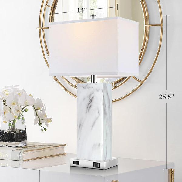 English Elm Touch Touch Control Table Lamps Set of 2 Ceramic Bedside Lamps with USB Ports AC Outlet 3-Way Dimmer W3355P369117