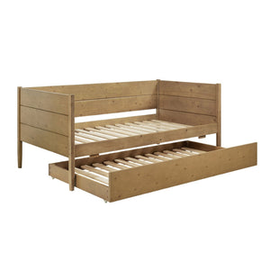 English Elm Wooden Twin Daybed with Roll-out Trundle Pine Frame for Guest or Teen Rooms B016P460680