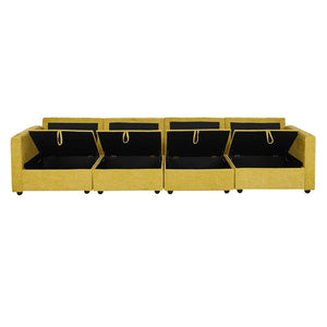 English Elm Yr2169or-ot,foot Pu Upholstered Ottoman with Solid Wood Legs and Polished Hardware Accents Yellow W308P247765