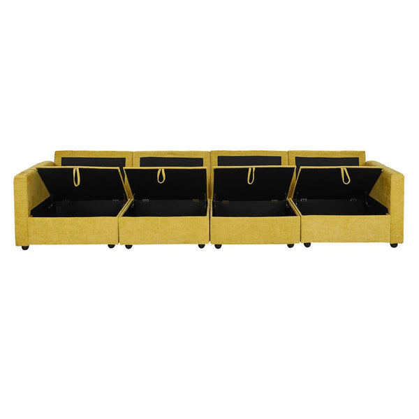 English Elm Yr2169or-ot,foot Pu Upholstered Ottoman with Solid Wood Legs and Polished Hardware Accents Yellow W308P247765