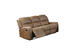 English Elm Modern Dual Tufted Reclining Sofa and Loveseat Set Leather Like Upholstery Living Room Chestnut B011S02371