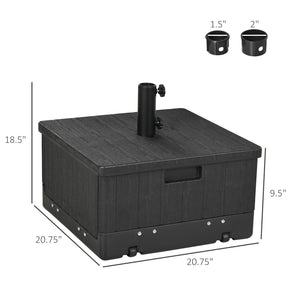 English Elm Outsunny 3-In-1 Outdoor Umbrella Base & Coffee Table Planter With Wheels, 175Lbs Capacity, Black W2225P229301-GIGA