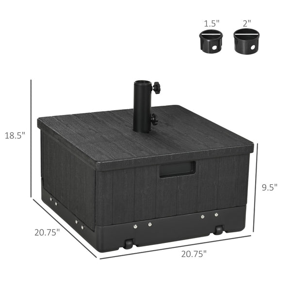 English Elm Outsunny 3-In-1 Outdoor Umbrella Base & Coffee Table Planter With Wheels, 175Lbs Capacity, Black W2225P229301-GIGA