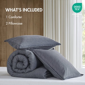 English Elm 3PCS King Comforter Set – Plush Washed Microfiber Comforter & Shams, Hypoallergenic 100% Poly Fill Luxury Blue 23 L x 21 W x 13 H B035P341113