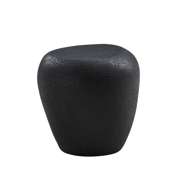 English Elm 19.29 Inch Fiberglass Stacked Stone Side Table Sculpted Organic Form for Living Room Black W2582P427033