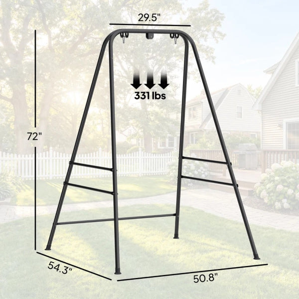 English Elm Outdoor Freestanding Hammock Chair Stand Powder Coated Steel Frame 330 Lb Capacity Black T3971P476144