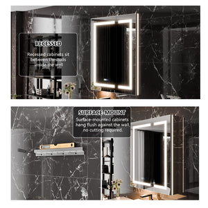 English Elm Smart Led Medicine Cabinet with Anti-fog Mirror Gfci Outlet and Blum Hinges 30x36 W637P382877