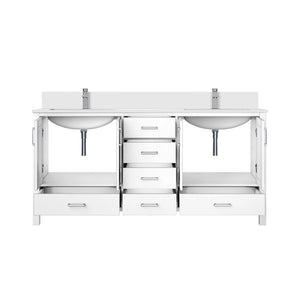 English Elm White Double Bath Vanity 72" W With Cultured Marble Top, Soft-Close Drawers, And Faucet Set Included B2731P259099-GIGA