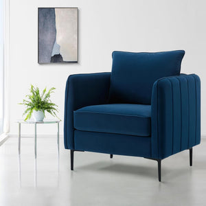 English Elm Accent Velvet Armchair Mid-century Modern Plush Seat with Metal Legs for Living Room W3244P378876