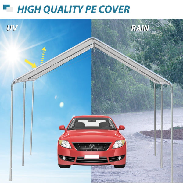 English Elm Outsunny 10x20 Foot Galvanized Steel Carport Outdoor Vehicle Canopy with Anchor Kit W2225P217045