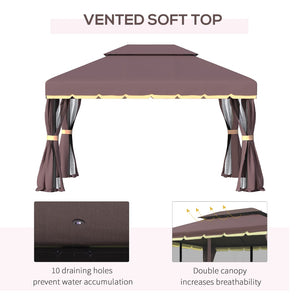 English Elm Pop up Hexagonal Gazebo with Mesh Sidewalls Powder Coated Steel Frame Outdoor Canopy T3971P384310
