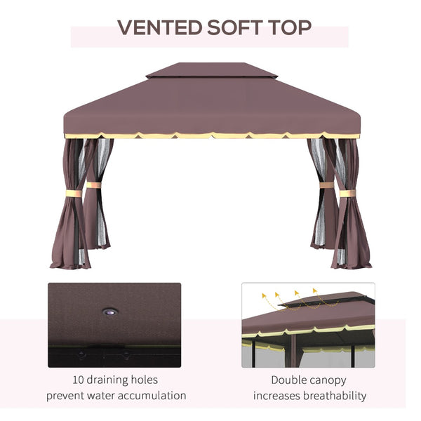 English Elm Pop up Hexagonal Gazebo with Mesh Sidewalls Powder Coated Steel Frame Outdoor Canopy T3971P384310