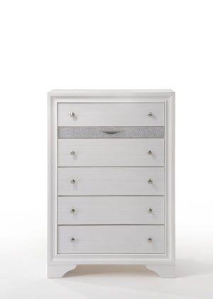 English Elm Naima Textured Finish Dresser with Felt-Lined Jewelry Drawer, Smooth Metal Glides & Silver Pulls White 57 L x 20 W x 37 H B2726P261241