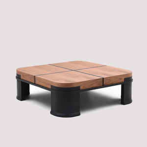 English Elm French Classic Square Coffee Table with Walnut Elm Veneer Top for Living Room T5686P508399