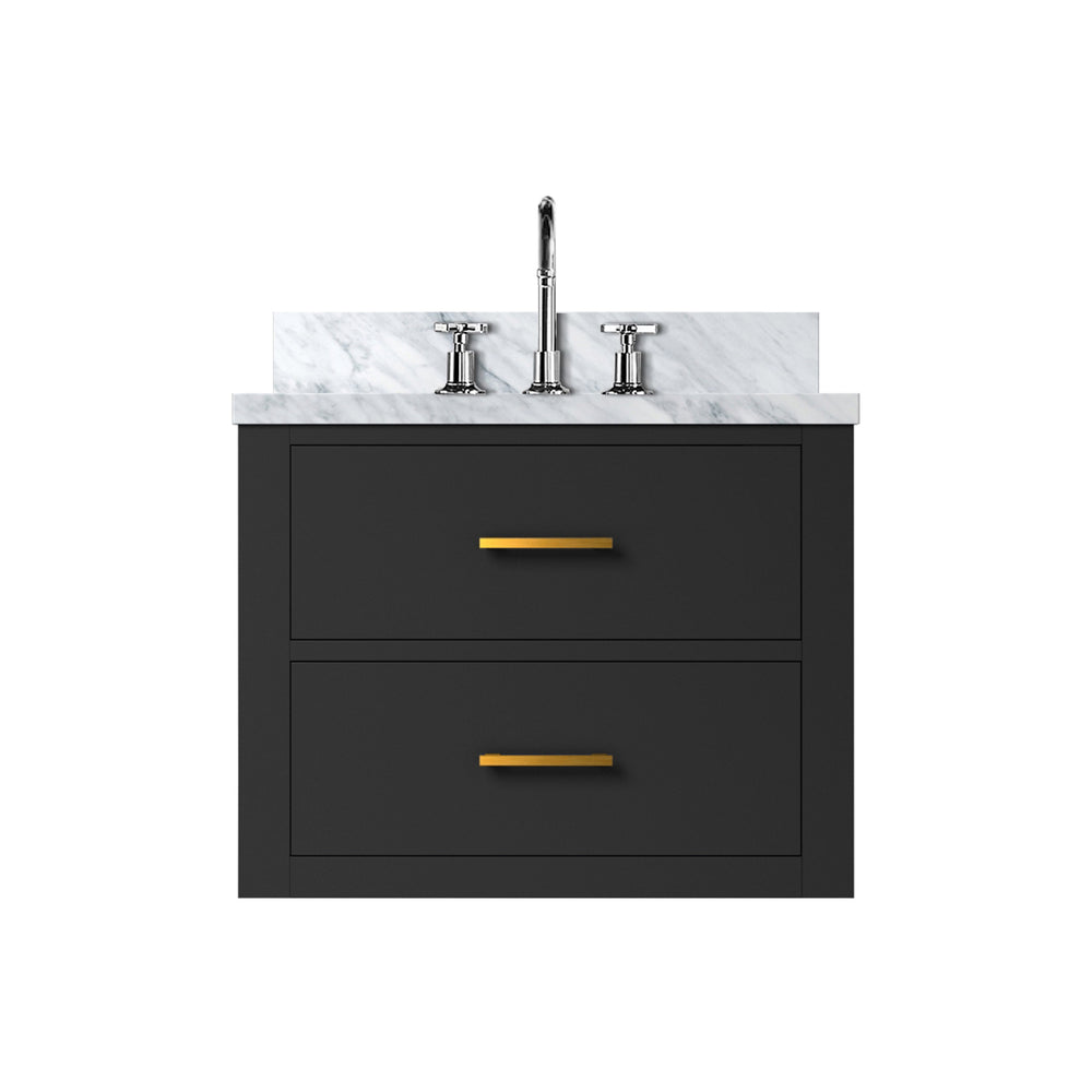 English Elm Black Compact Bathroom Vanity Set With Acrylic Top & Chrome Faucet – Modern Style, Easy Maintenance! B2731P257903