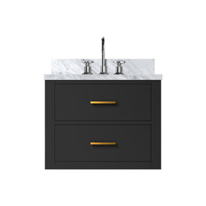 English Elm Black Compact Bathroom Vanity Set With Acrylic Top & Chrome Faucet – Modern Style, Easy Maintenance! B2731P257903