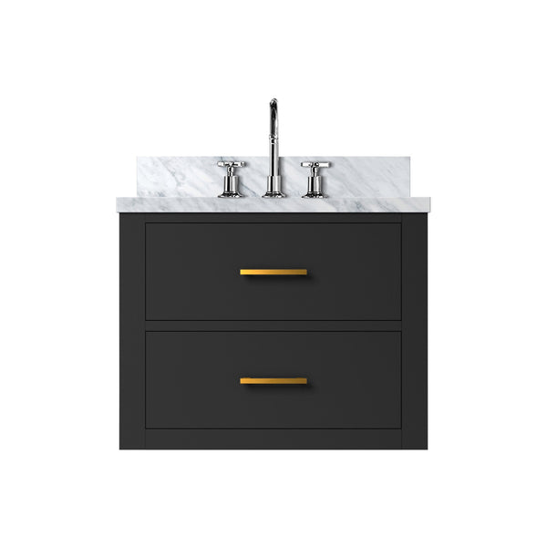 English Elm Black Compact Bathroom Vanity Set With Acrylic Top & Chrome Faucet – Modern Style, Easy Maintenance! B2731P257903