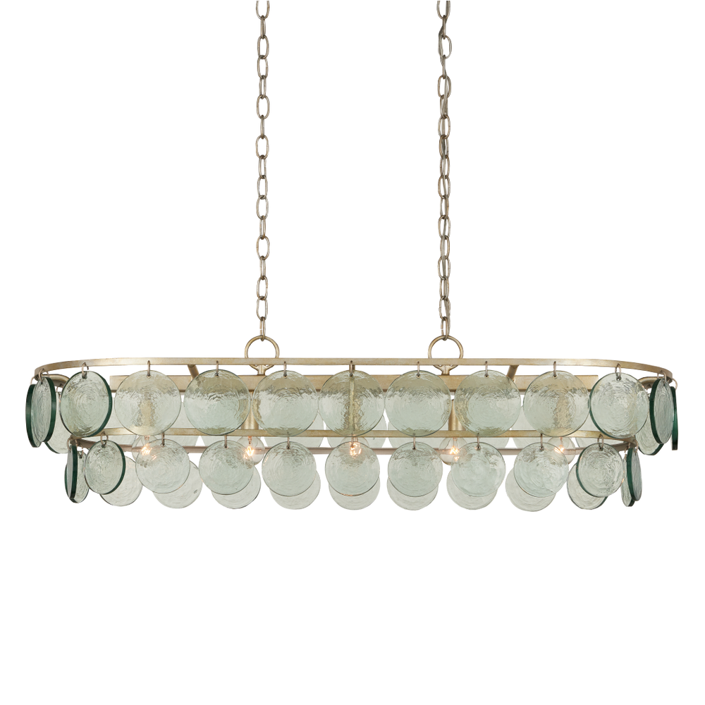 Settat Chandelier - Contemporary Silver Leaf Design with Recycled Glass Discs for Elegant Spaces