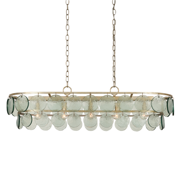 Settat Chandelier - Contemporary Silver Leaf Design with Recycled Glass Discs for Elegant Spaces