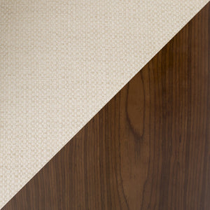 English Elm Folia-Bacci Walnut Mid-Century Dining Set with Cream Fabric Chairs — 5-Piece Stylish, Durable Design B202S01430