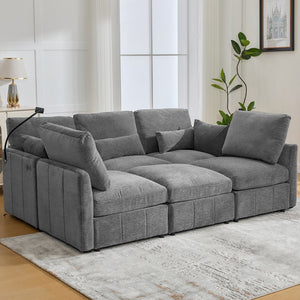English Elm Modern Modular Sectional Sofa With Usb Ports & Movable Ottoman - L-Shaped, U-Shaped, Sofa Bed Comfort N719S002050E